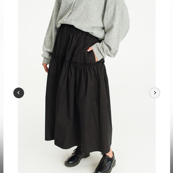 Olive Clothing Black Tiered Cotton Prairie Maxi Skirt A-Line - Picture 2 of 4